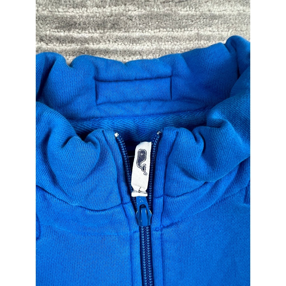 Vineyard Vines Pullover Womens L Blue Quarter Zip Raw Hem Cropped Cotton Logo - Picture 7 of 15